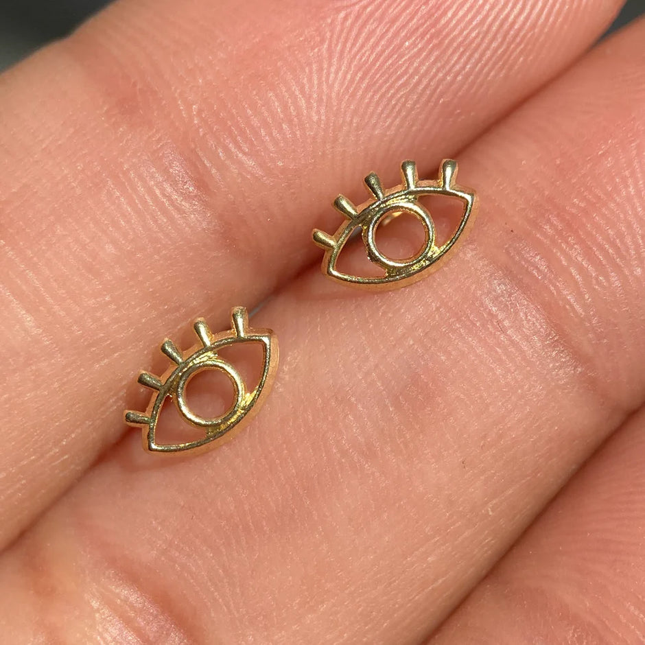 Broqueles Silueta Ojo Turco en Oro Amarillo 10k Cod.BRO252 8mm