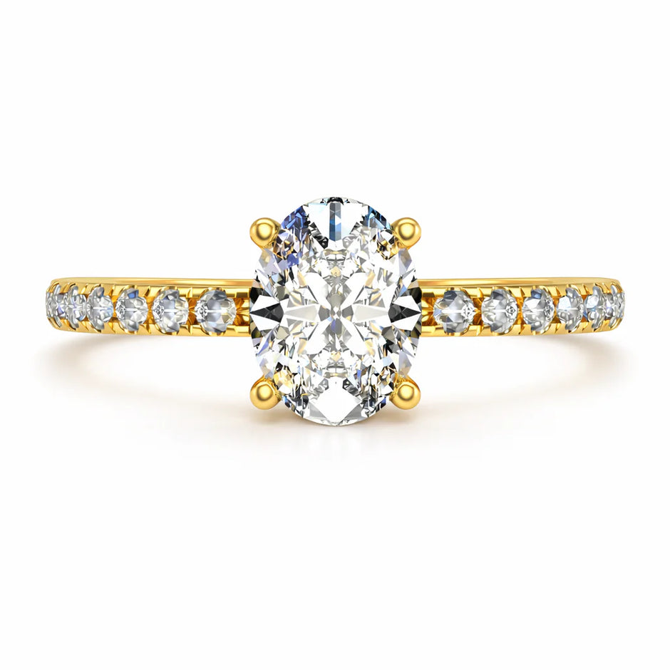 Anillo Meghan en oro amarillo corte oval con diamante de laboratorio IGI