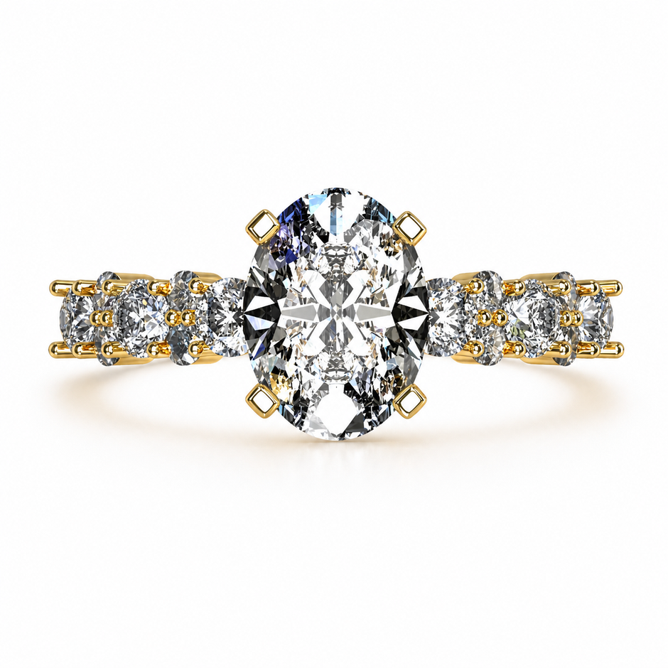 Anillo Danna en oro amarillo corte oval con circonia