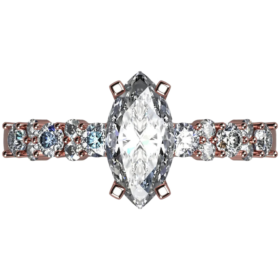 Anillo Danna en oro rosa corte marquise con diamante natural GIA