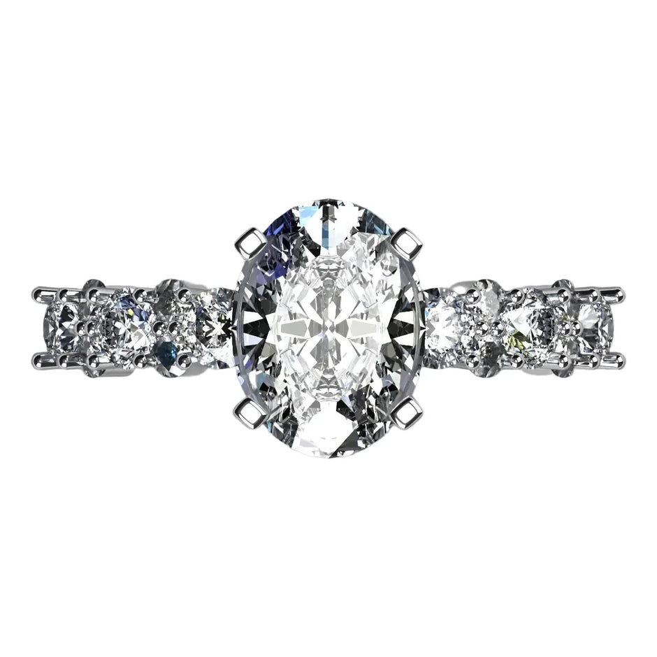 Anillo Danna en oro blanco corte oval con diamante natural GIA