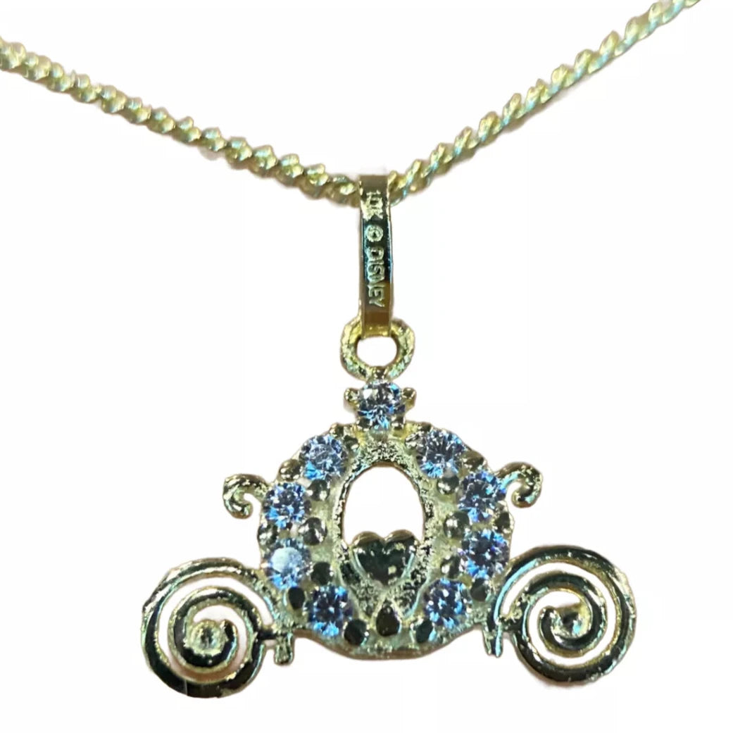 Collar Carruaje con circonias en oro amarillo 10k Disney®️ (50cm)