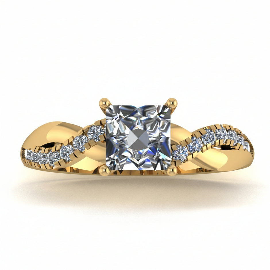 Anillo Zacil en Oro corte princess