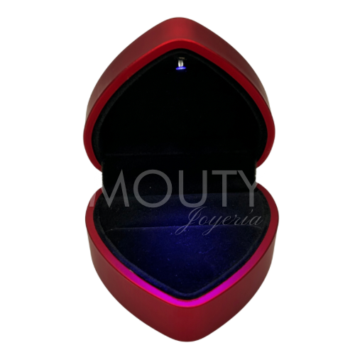 Estuche para anillo en forma de corazón con luz LED (no incluye anillo)