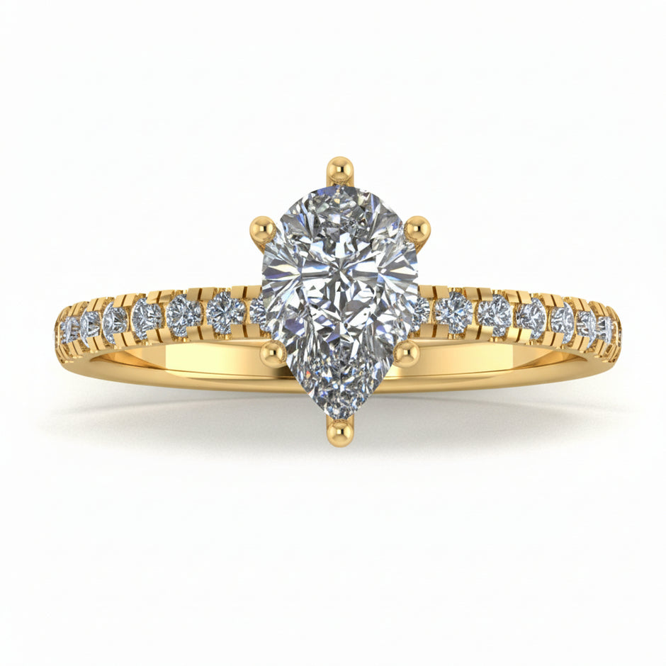 Anillo Val en oro corte pera