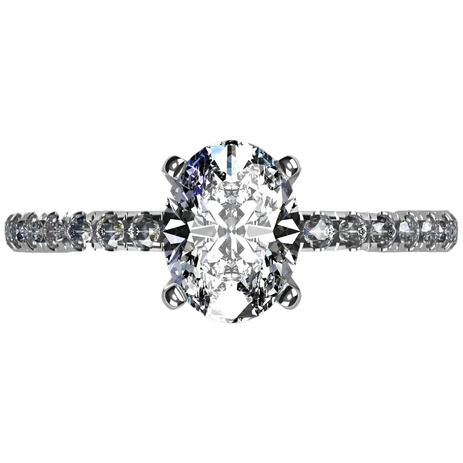Anillo Meghan en platino corte oval con diamante natural GIA