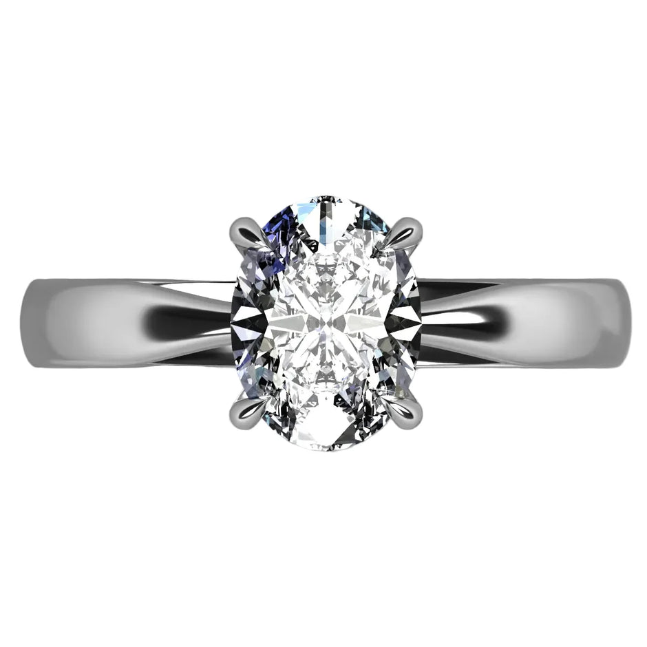 Anillo Emily en platino corte oval con diamante natural GIA
