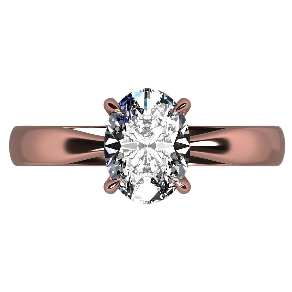 Anillo Emily en oro rosa corte Oval con diamante natural GIA