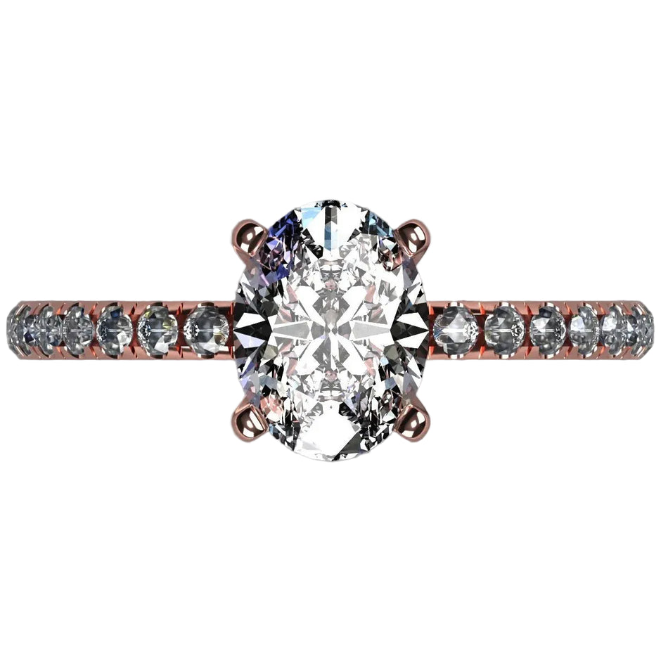 Anillo Meghan en oro rosa corte oval con diamante de laboratorio IGI