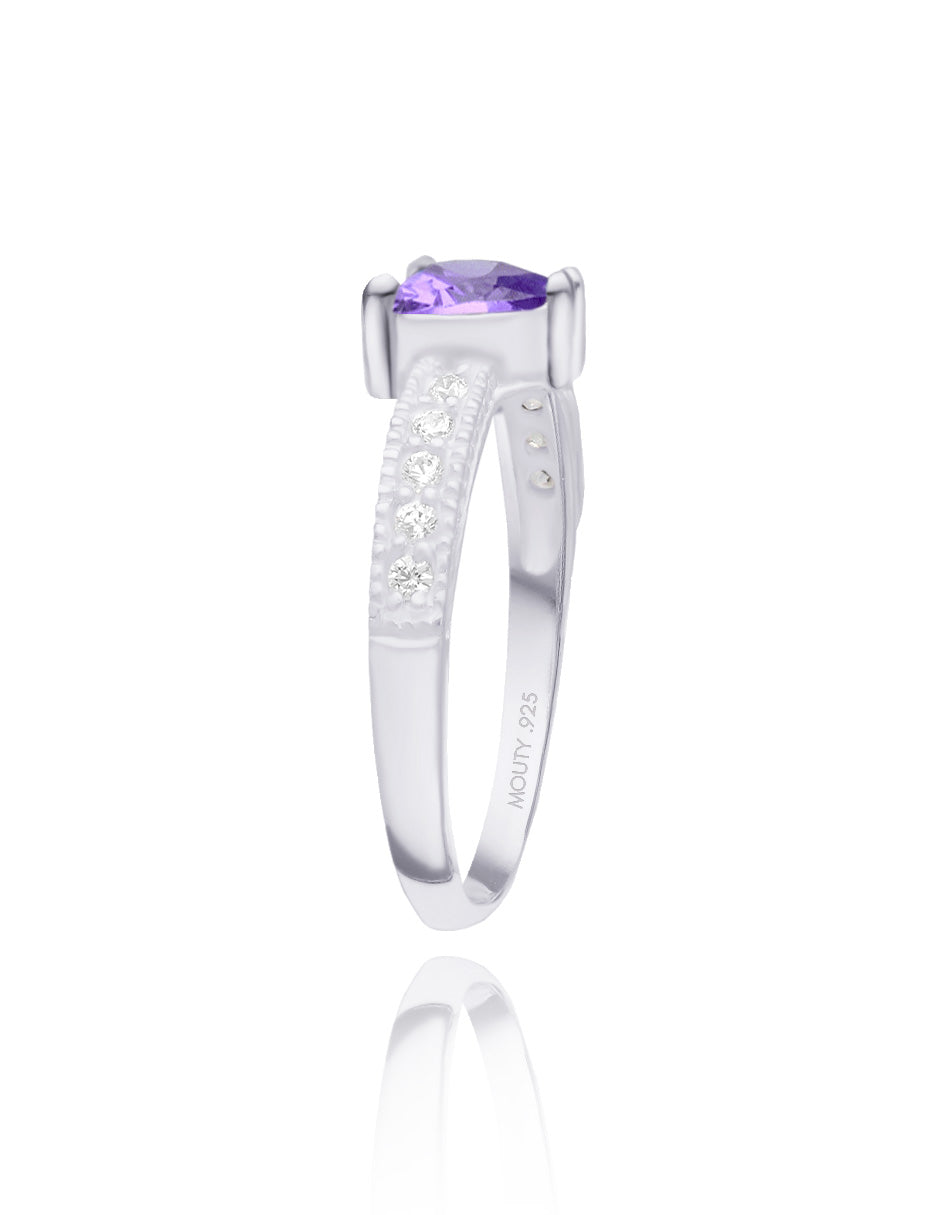 Anillo Fanny en plata con circonia morada