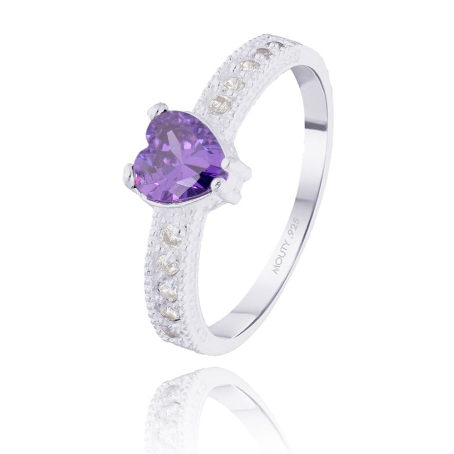 Anillo Fanny en plata con circonia morada