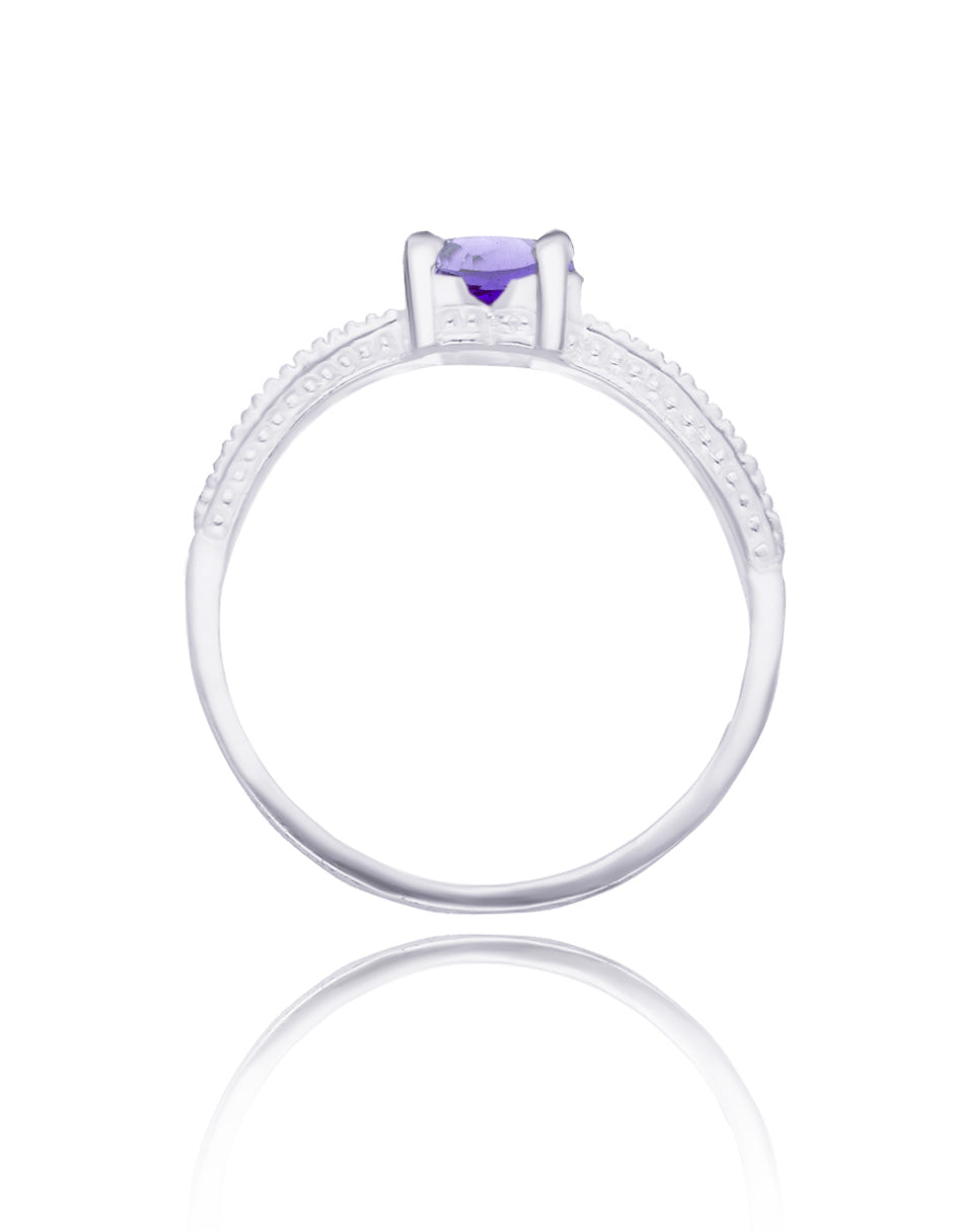 Anillo Fanny en plata con circonia morada