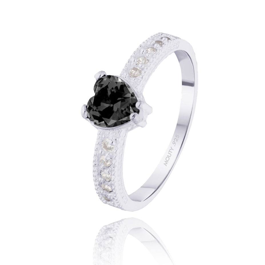 Anillo Fanny en plata con circonia negra
