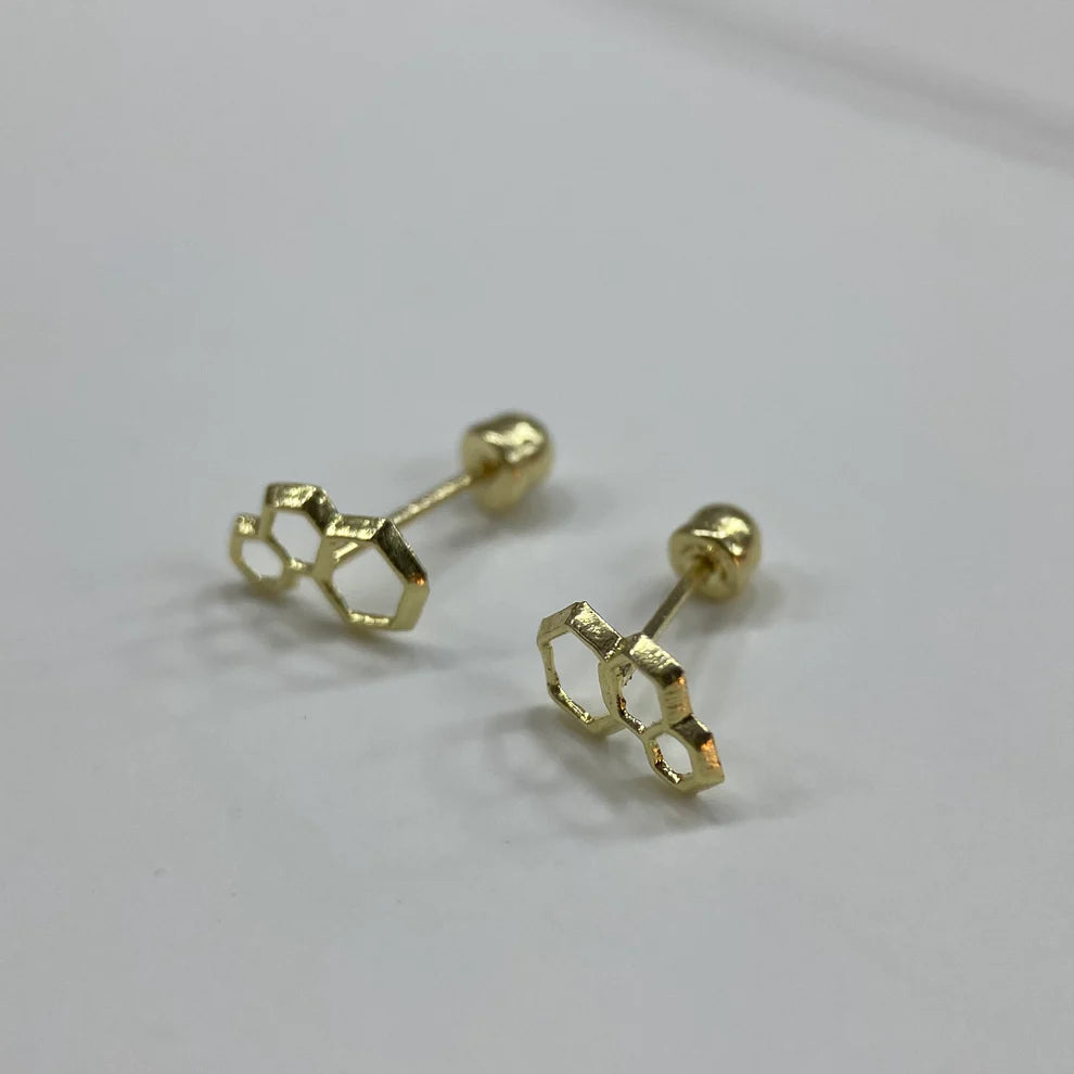 Broqueles Formula Quimica en Oro Amarillo 10k Cod.Bro204 7mm