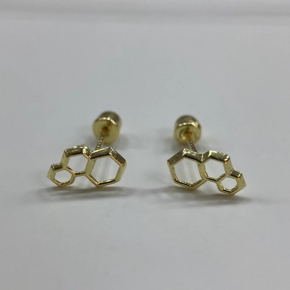 Broqueles Formula Quimica en Oro Amarillo 10k Cod.Bro204 7mm