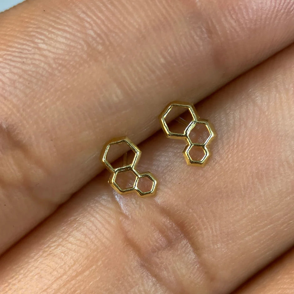 Broqueles Formula Quimica en Oro Amarillo 10k Cod.Bro204 7mm