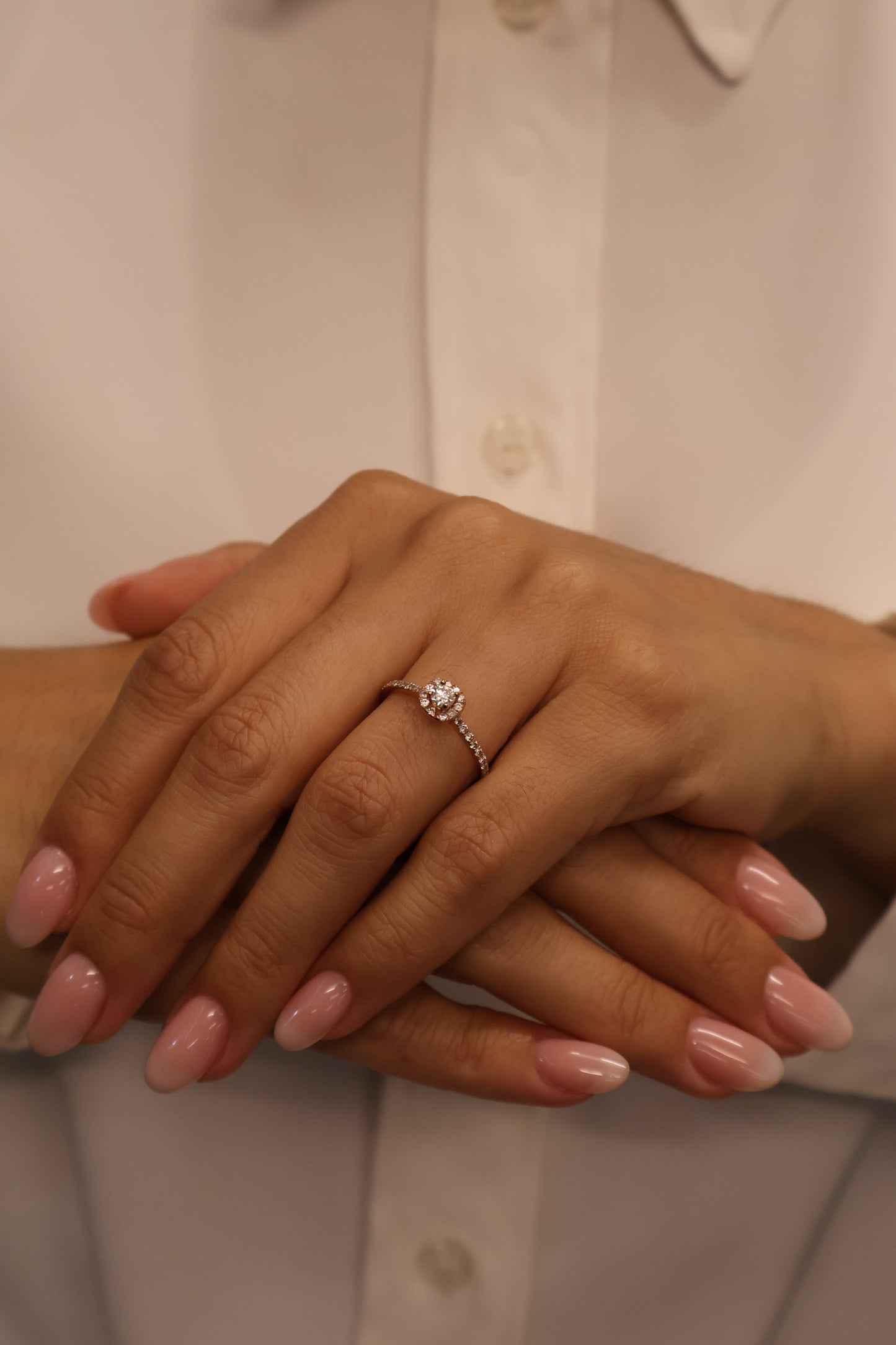 Anillo en oro rosa 14k con diamantes naturales .21 L .21 cts Mod: OF1692