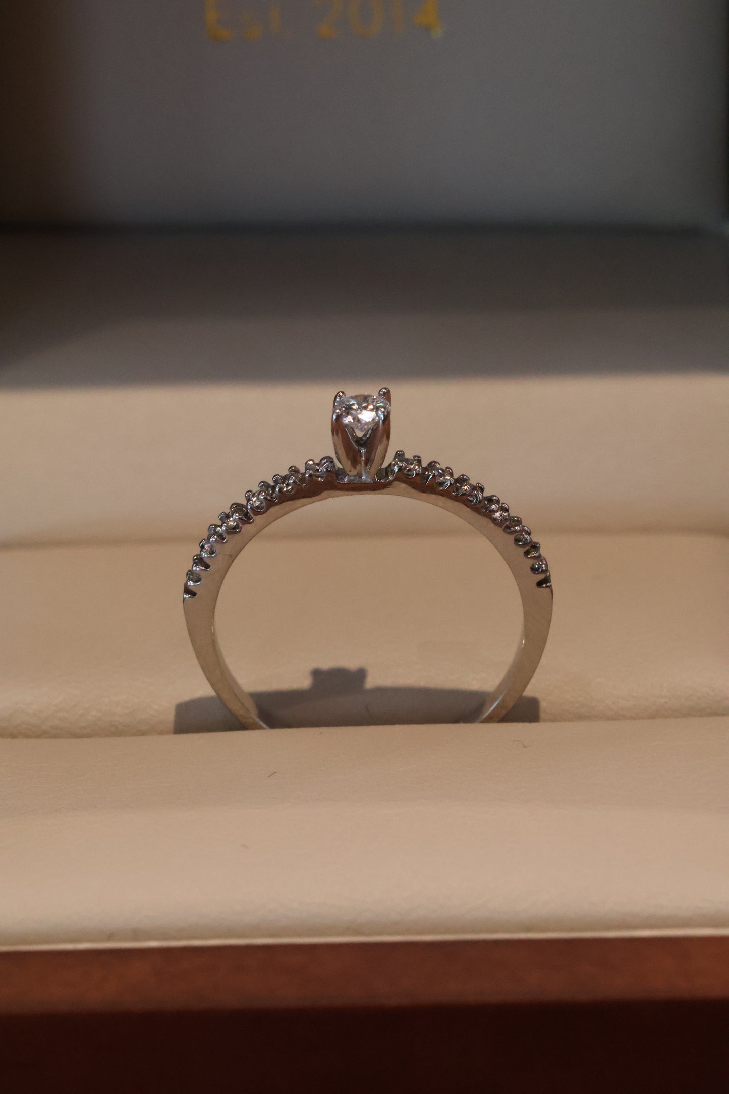 Anillo OF2171 en oro blanco 14k con diamante natural .10cts .10L