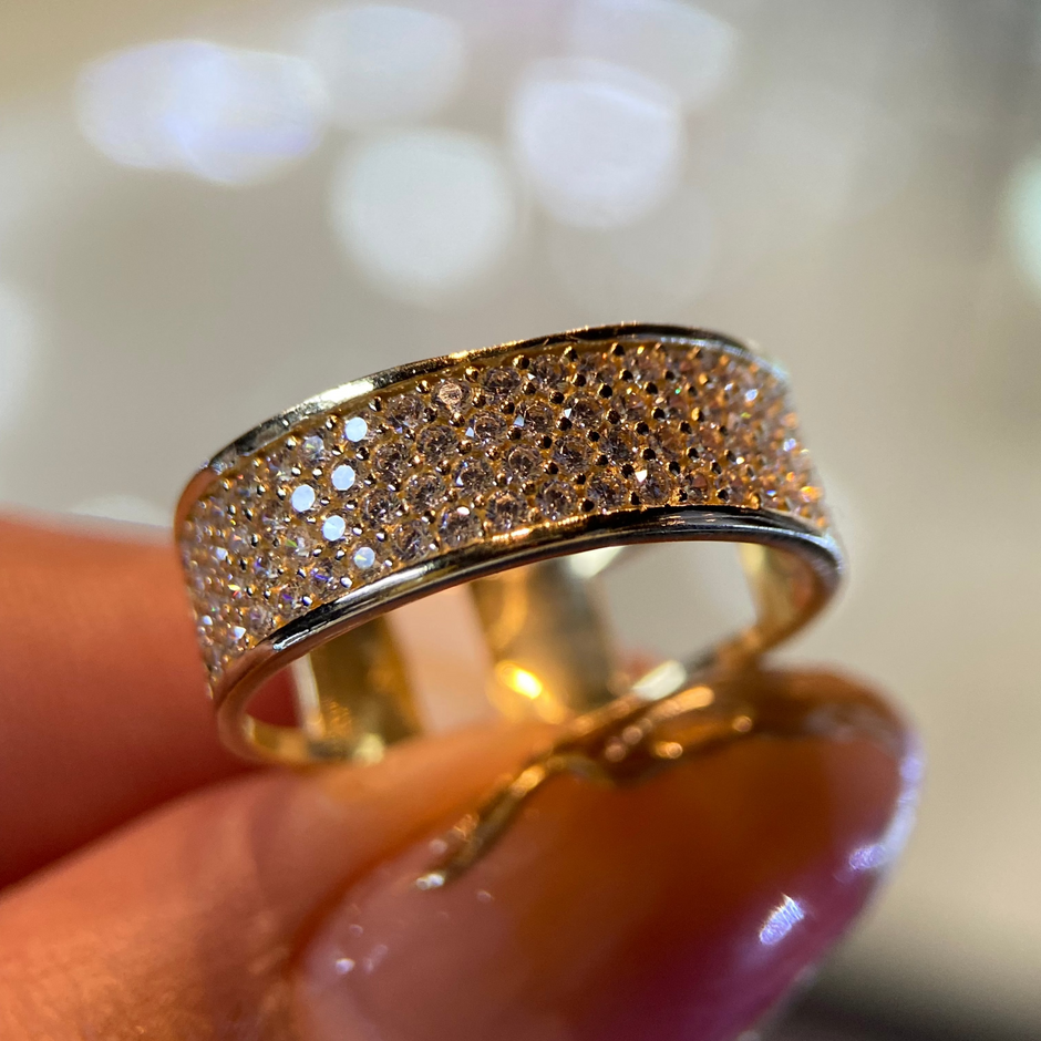 Media Churumbela en Oro Amarillo 10k con circonias Mod. 15318 Talla #7.5