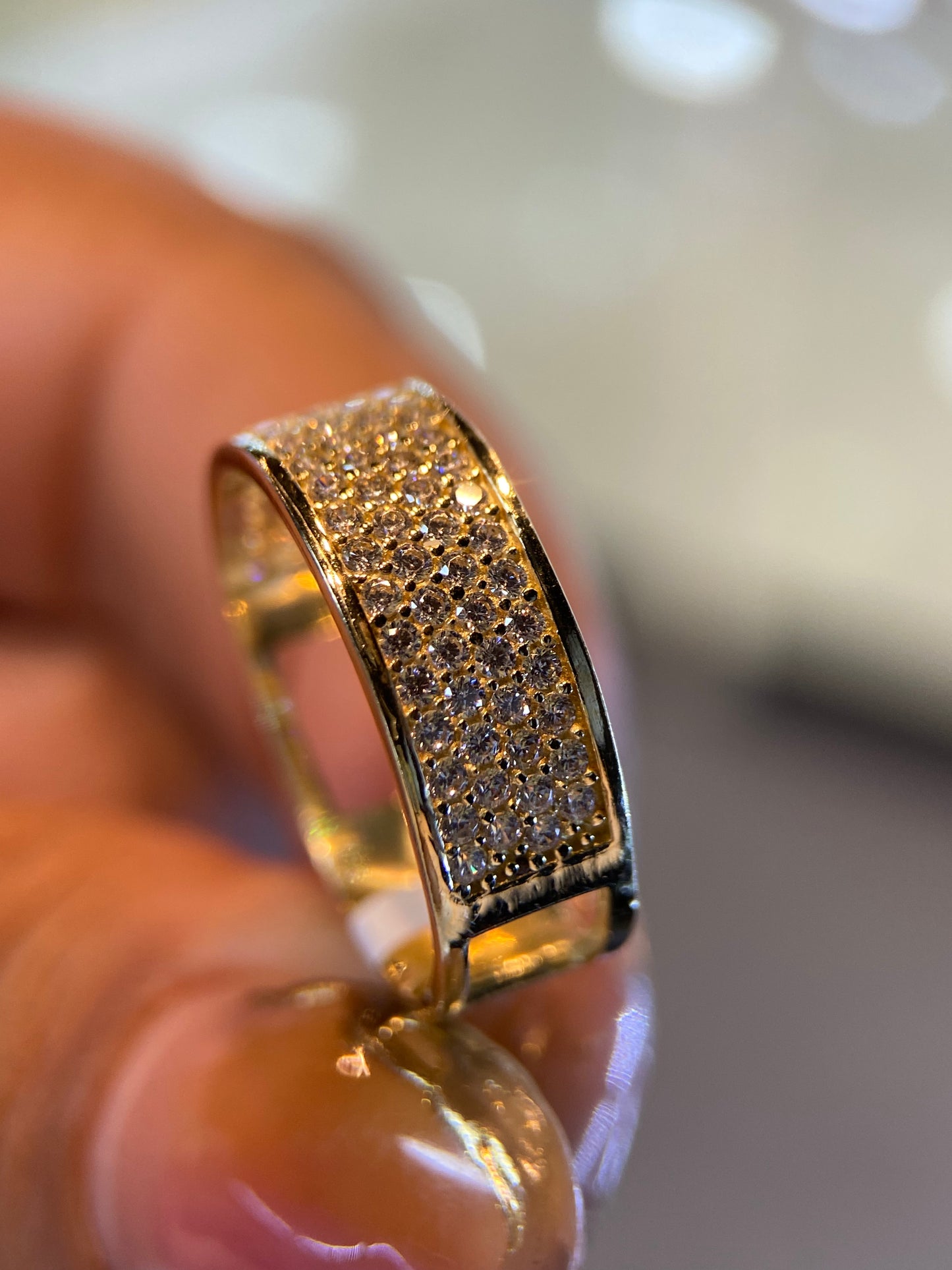 Media Churumbela en Oro Amarillo 10k con circonias Mod. 15318 Talla #7.5