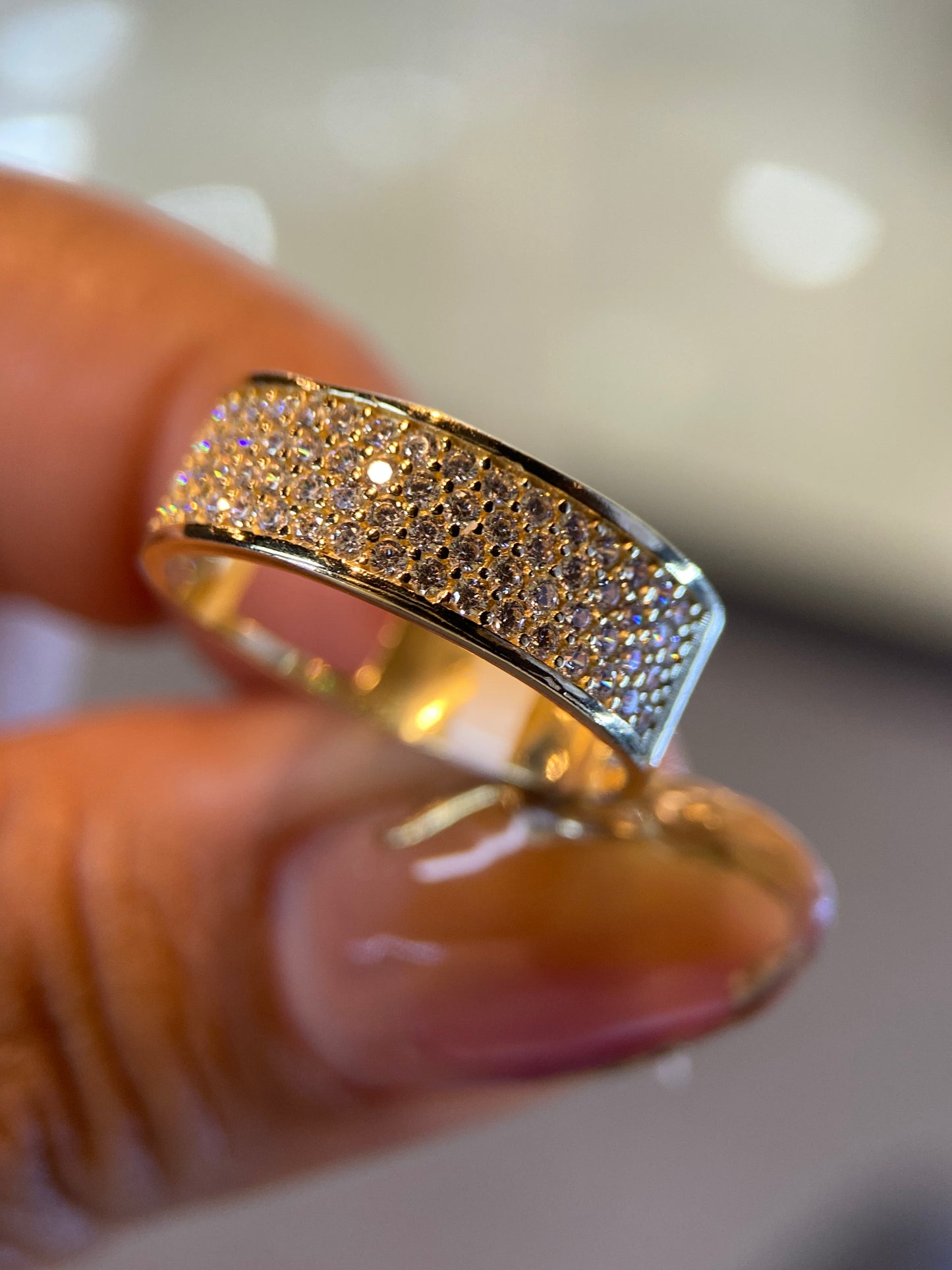 Media Churumbela en Oro Amarillo 10k con circonias Mod. 15318 Talla #7.5