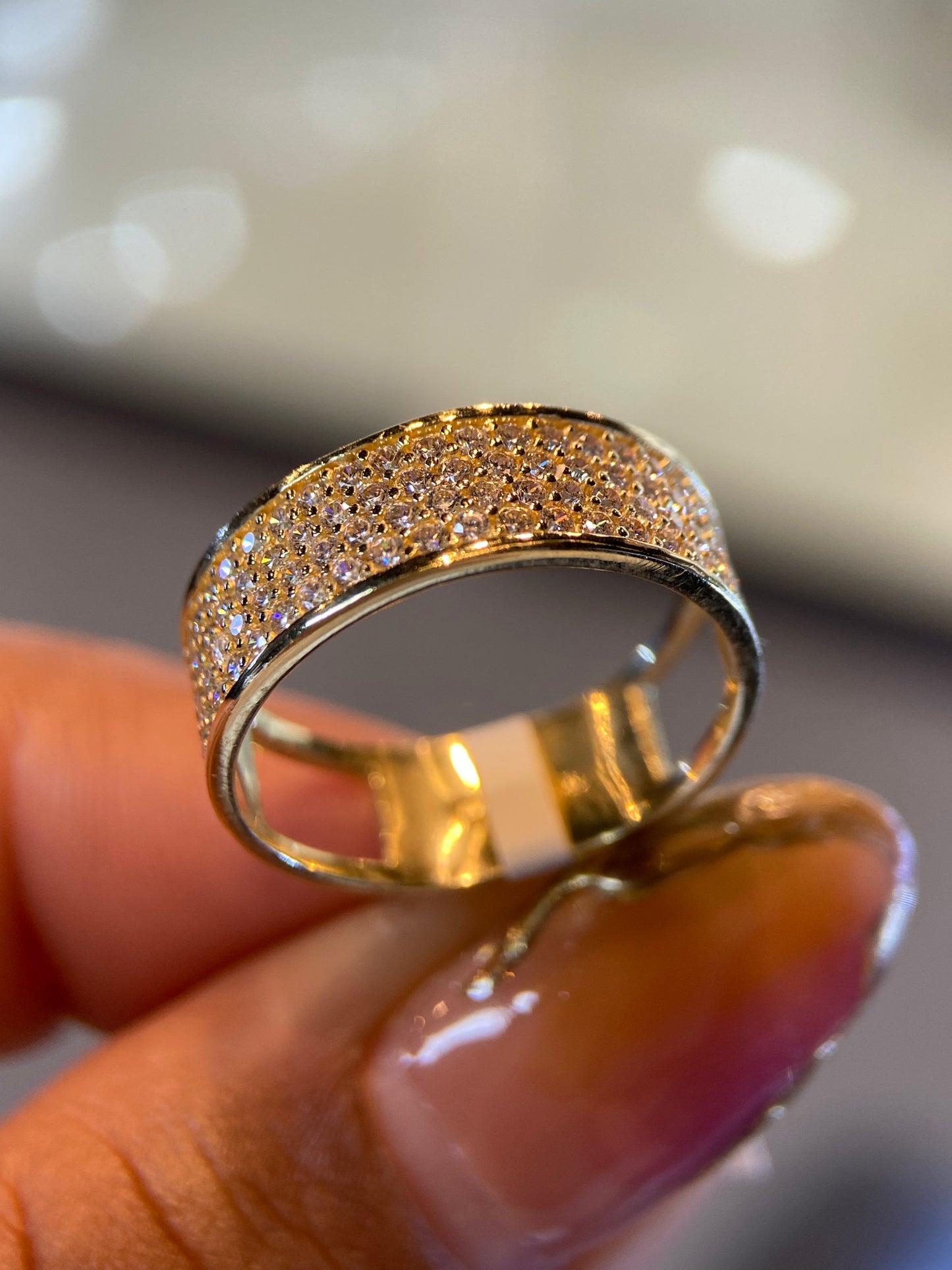 Media Churumbela en Oro Amarillo 10k con circonias Mod. 15318 Talla #7.5