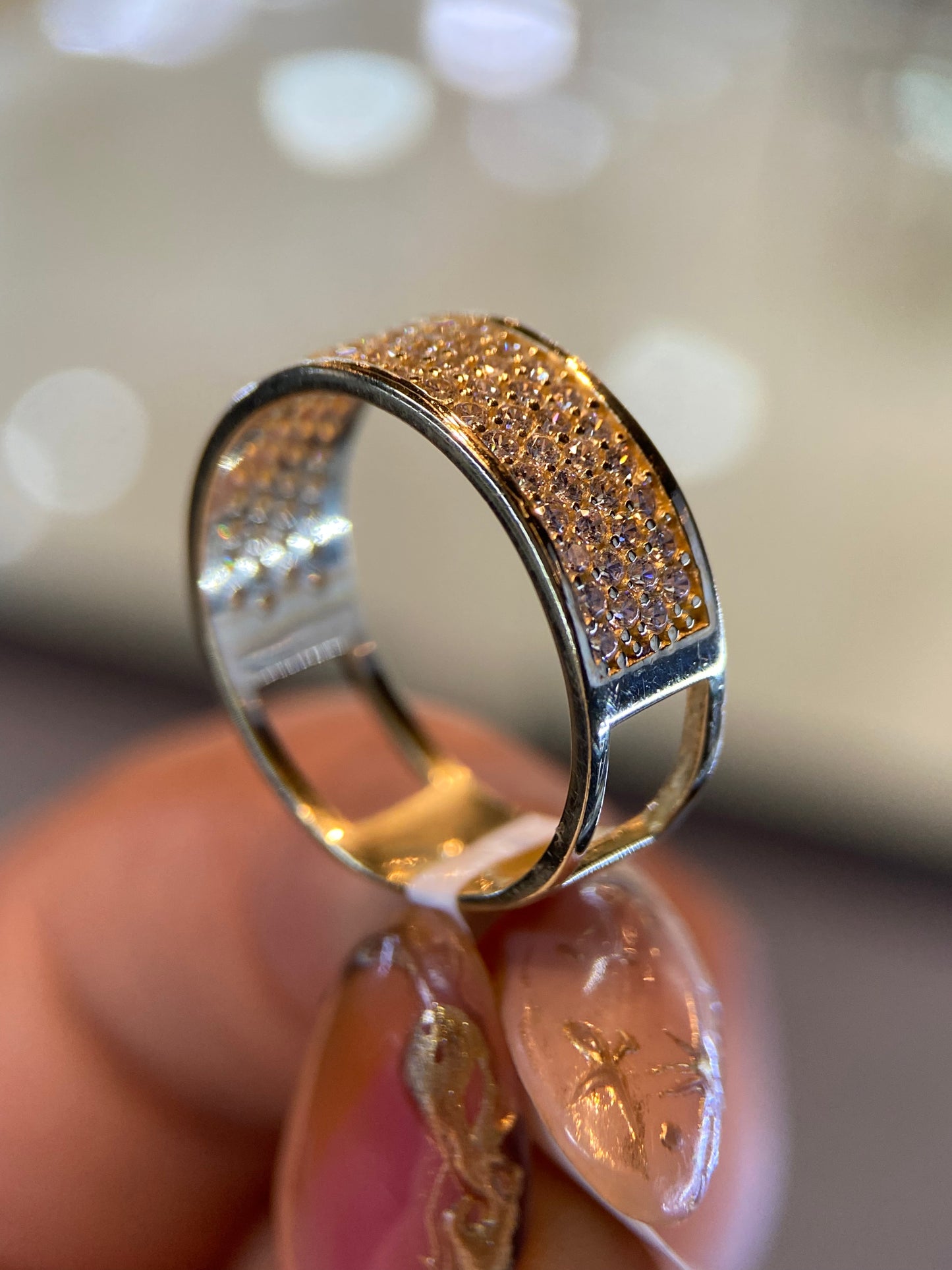 Media Churumbela en Oro Amarillo 10k con circonias Mod. 15318 Talla #7.5