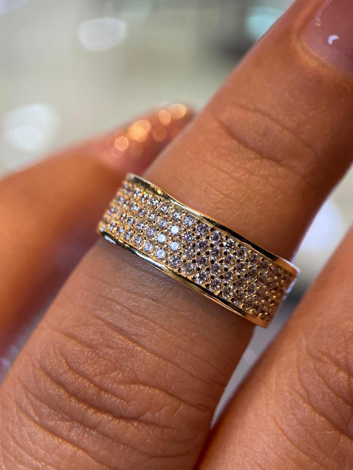 Media Churumbela en Oro Amarillo 10k con circonias Mod. 15318 Talla #7.5