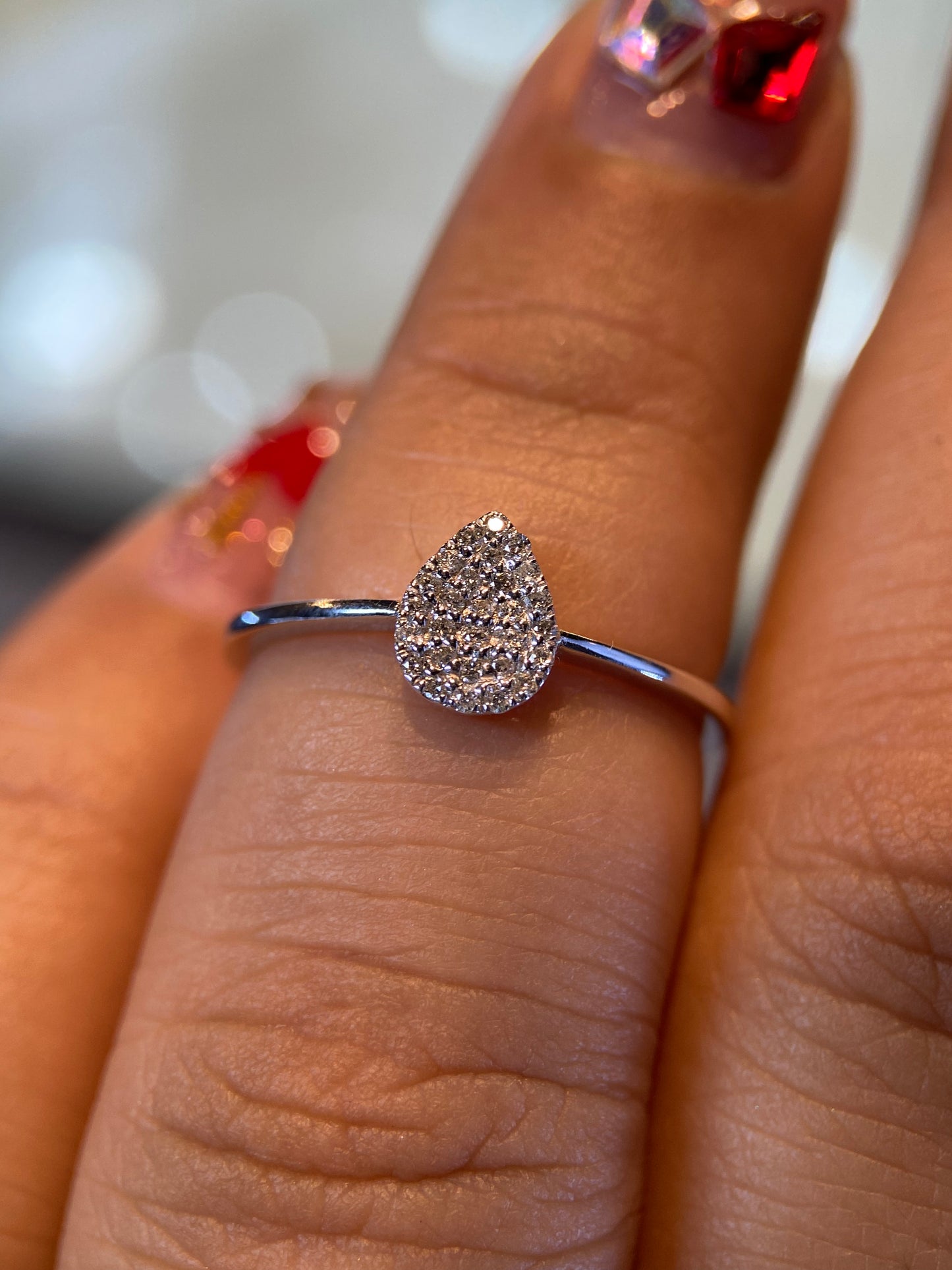Anillo en Oro Blanco de 14k con Diamante Natural .15cts Mod: OF2128