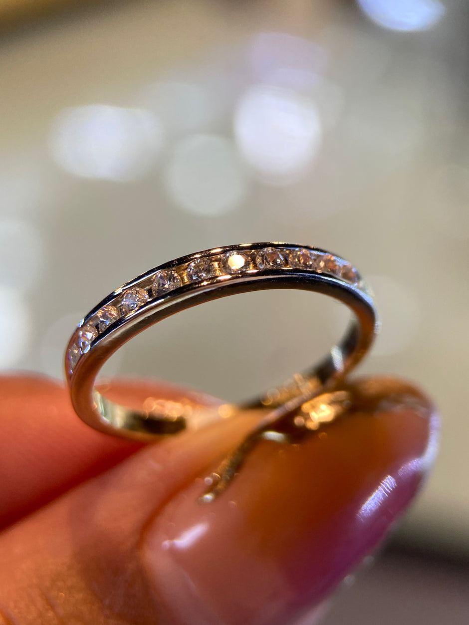 Media Churumbela en  Oro Amarillo 14k con Circonias Mod. 15315 Talla #7.5