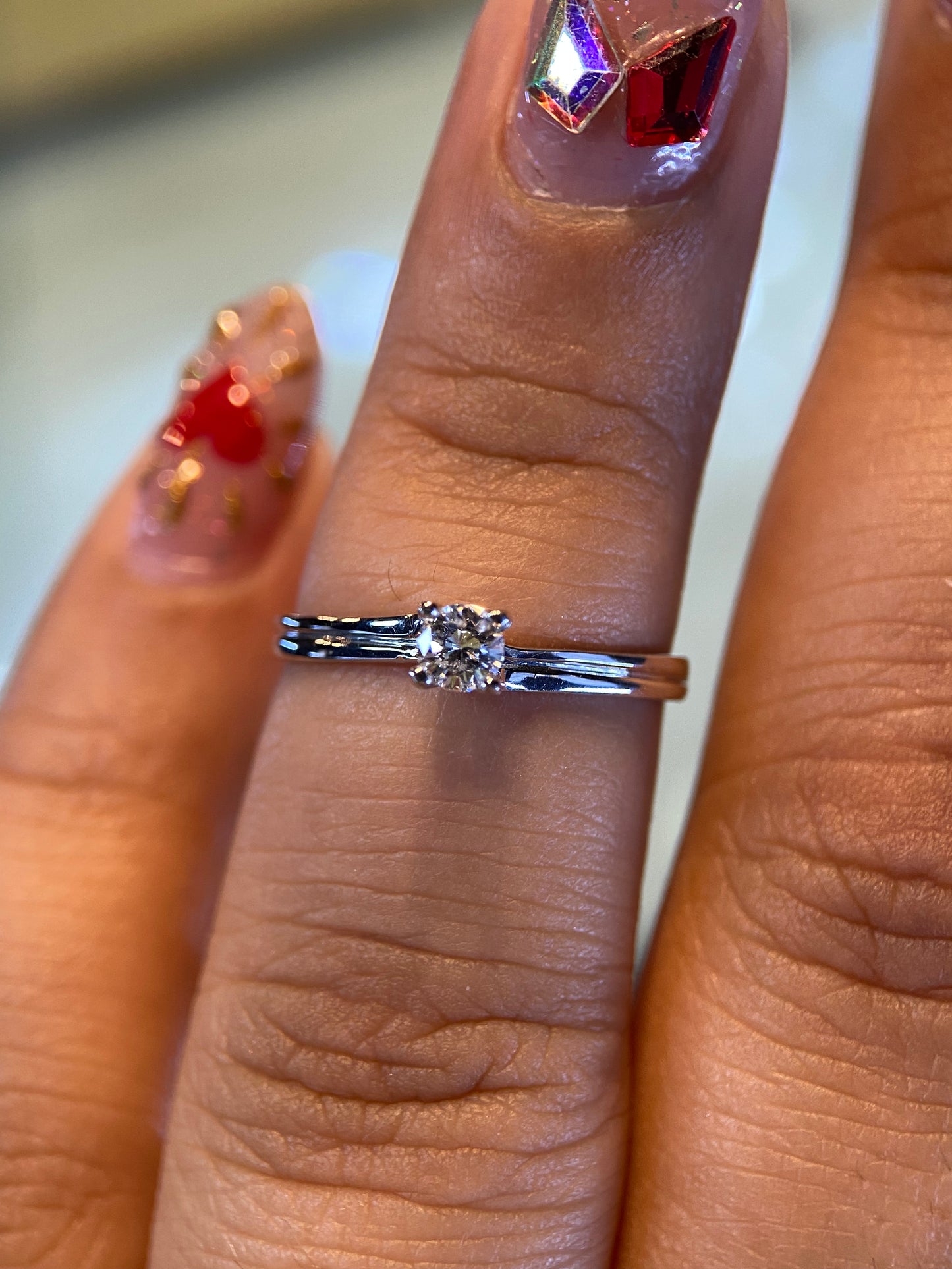 Anillo en Oro Blanco de 14k con Diamante Natural .18cts Mod: OF1992
