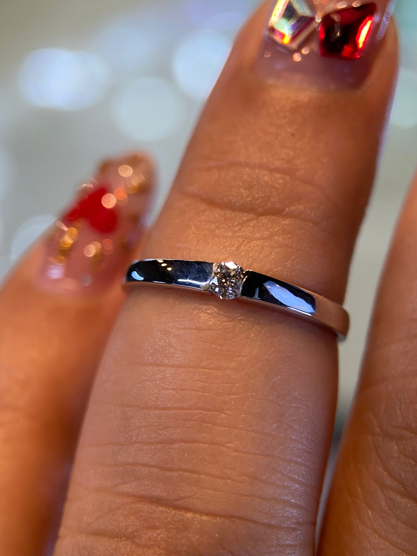 Anillo en Oro Blanco de 14k con Diamante natural .07cts Mod: OF1891