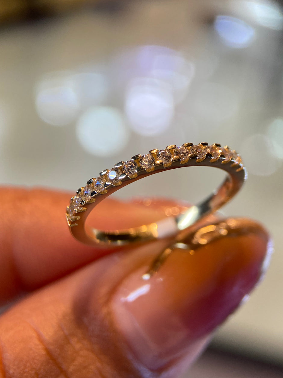 Media Churumbela en Oro Amarillo 14k con Circonias Mod. 15316 Talla #8