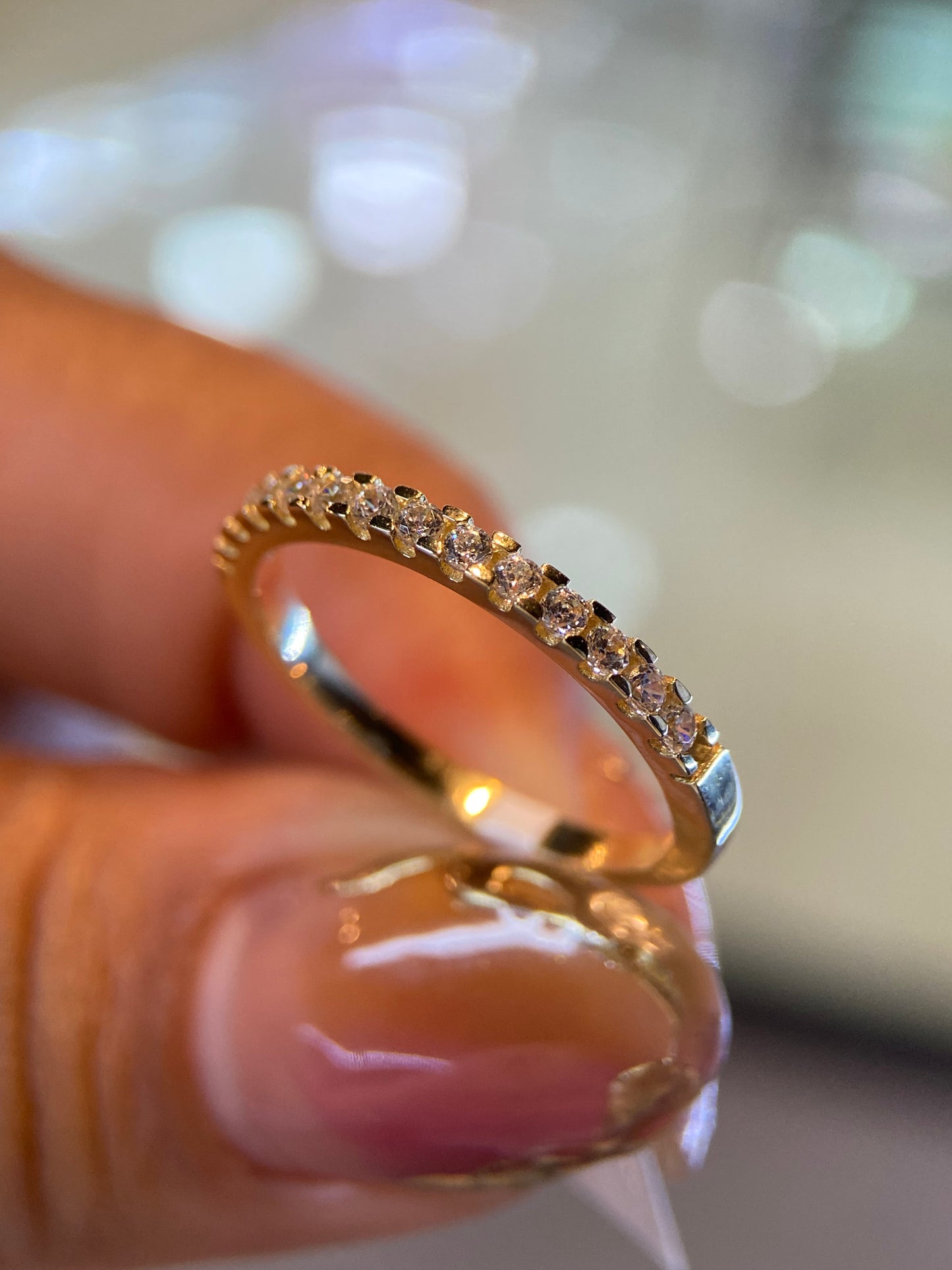 Media Churumbela en Oro Amarillo 14k con Circonias Mod. 15316 Talla #8