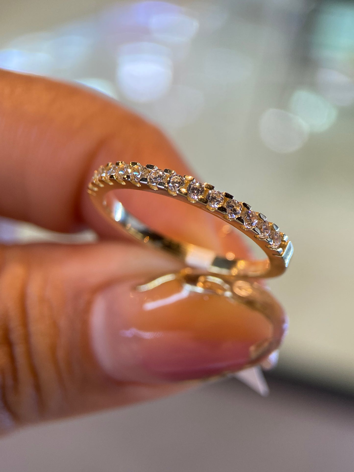 Media Churumbela en Oro Amarillo 14k con Circonias Mod. 15316 Talla #8