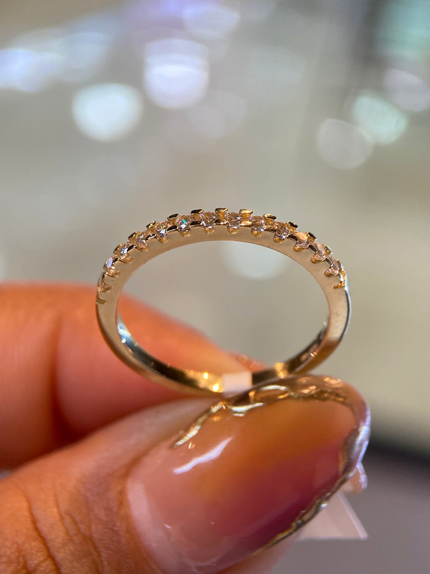 Media Churumbela en Oro Amarillo 14k con Circonias Mod. 15316 Talla #8