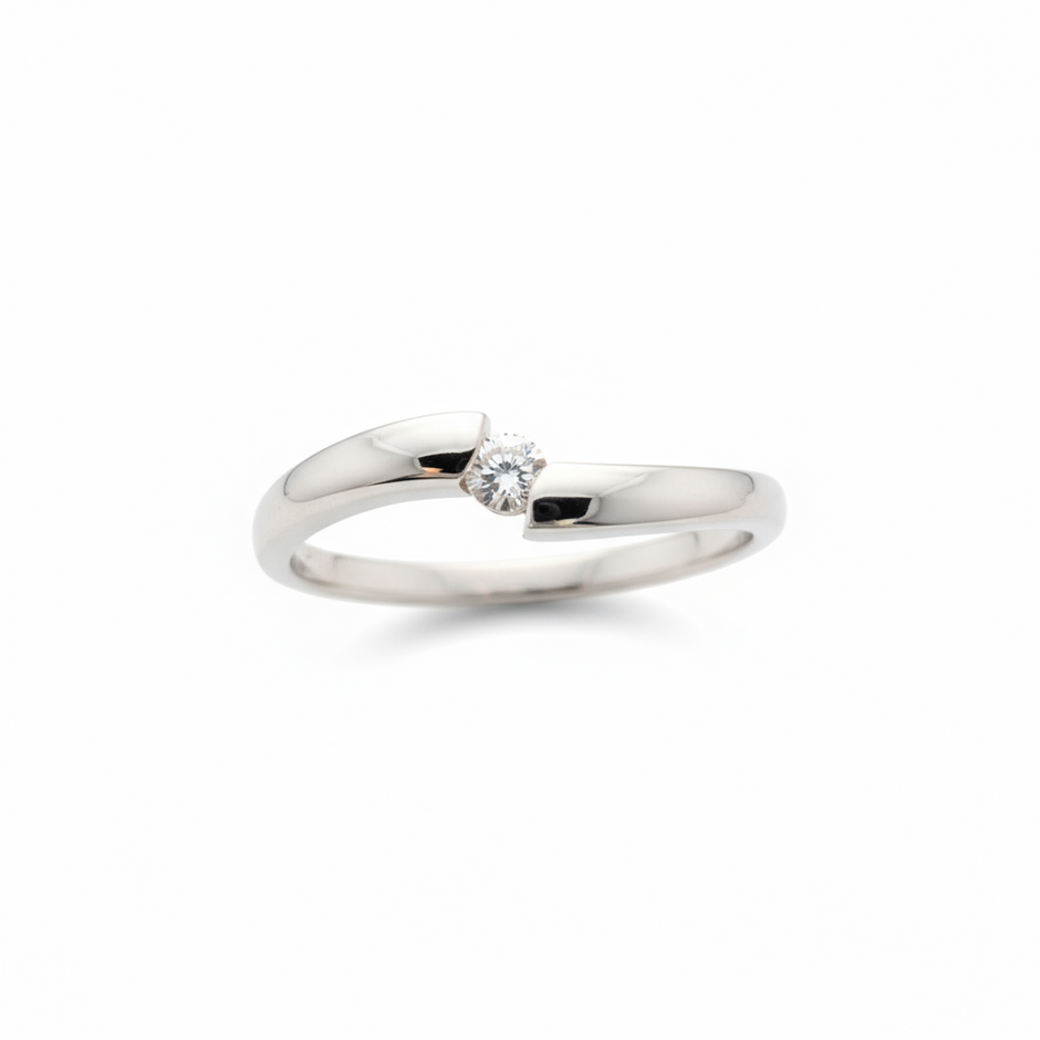 Anillo OF1505 en oro blanco 14k con diamante natural .08ct