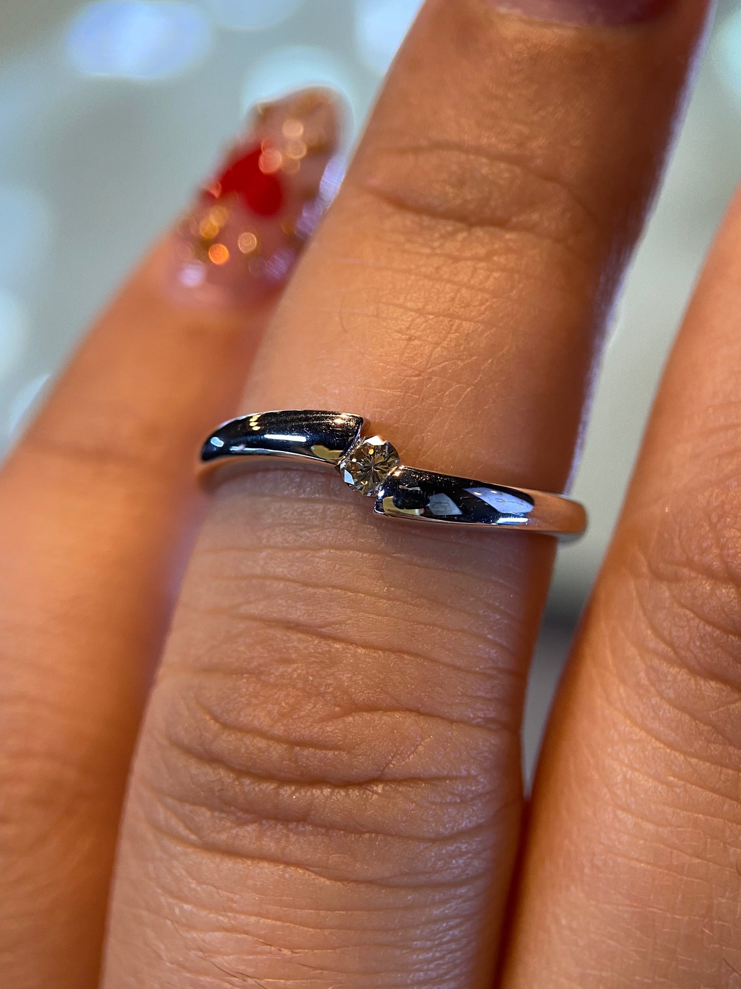 Anillo en Oro Blanco de 14k con Diamante Natural .15cts Mod: OF1505