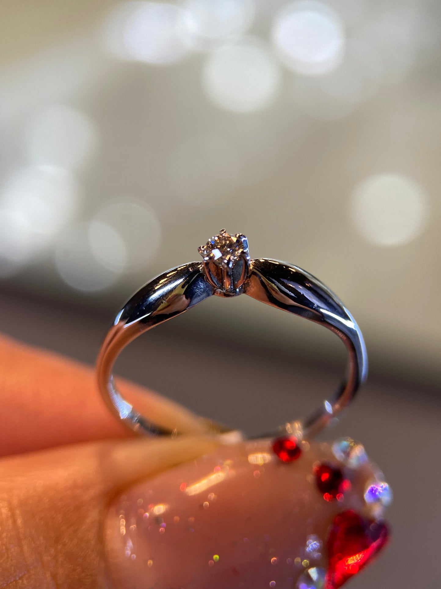 Anillo en Oro Blanco de 14k con Diamante Natural .08cts Mod: OF1763