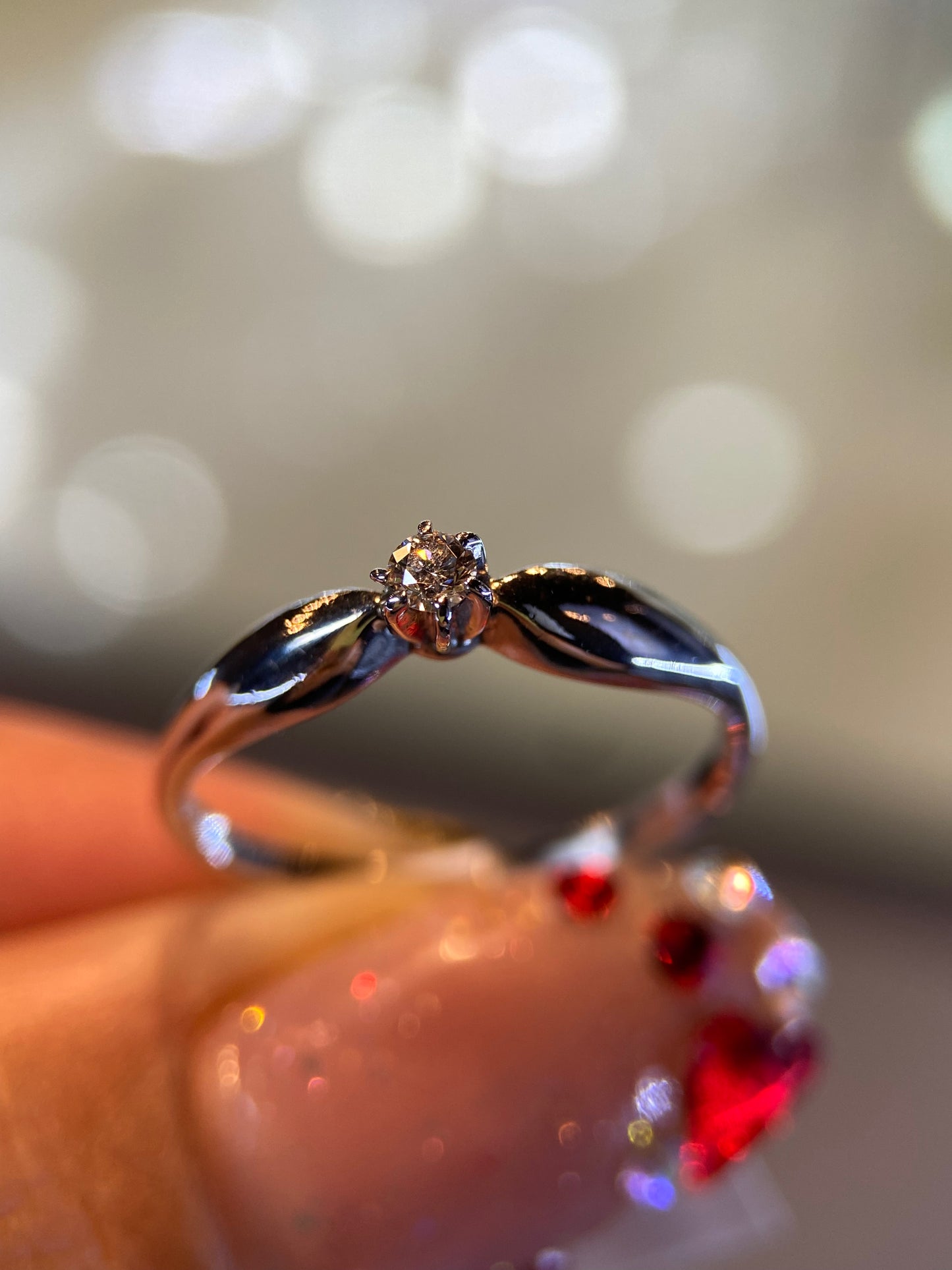Anillo en Oro Blanco de 14k con Diamante Natural .08cts Mod: OF1763