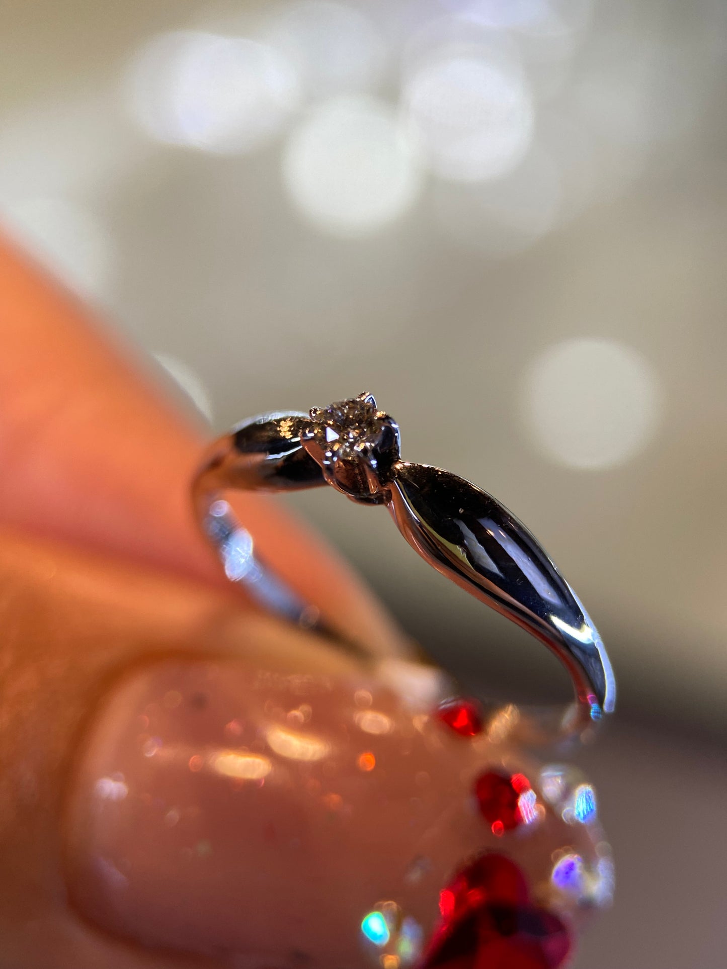 Anillo en Oro Blanco de 14k con Diamante Natural .08cts Mod: OF1763