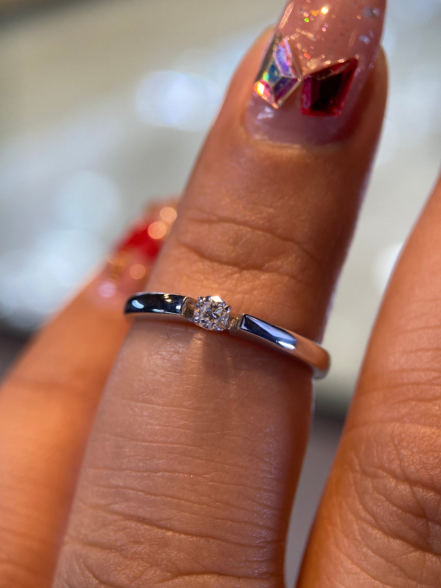 Anillo en Oro Blanco de 14k con Diamante Natural .15cts Mod: OF1890