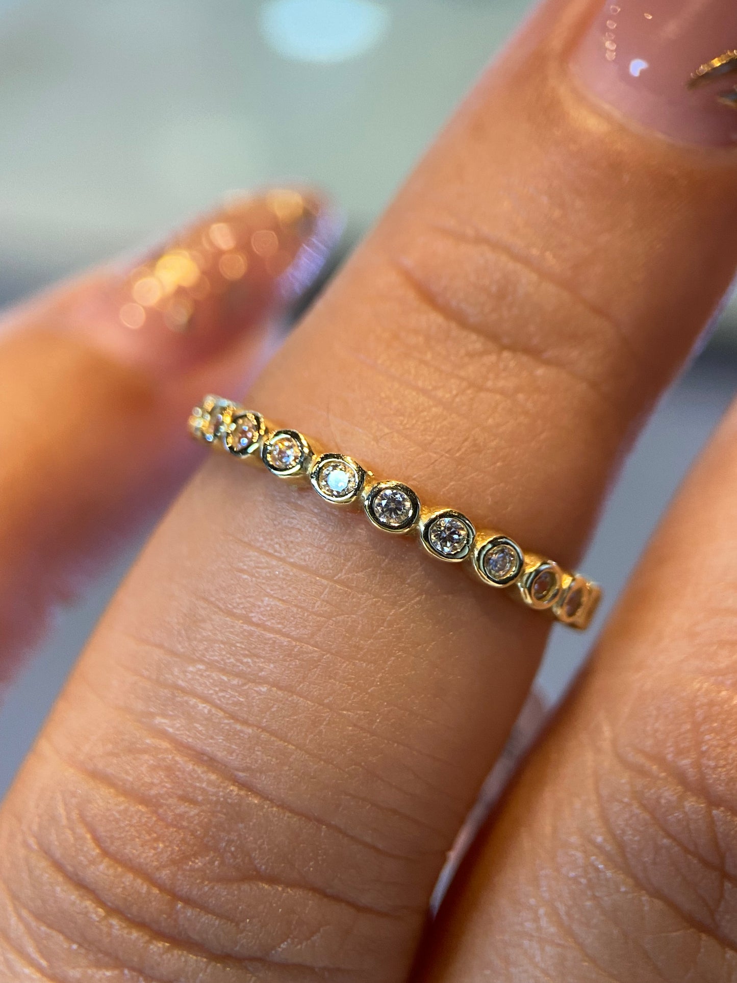 Media Churumbela en Oro Amarillo 14k con Circonias Mod. 15308 Talla #7