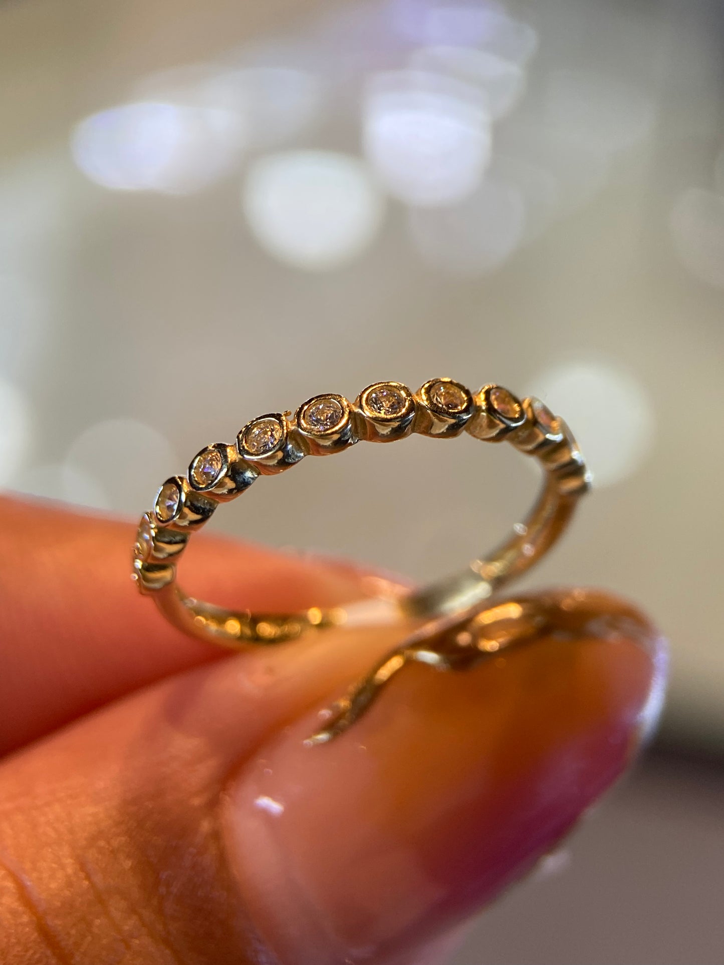 Media Churumbela en Oro Amarillo 14k con Circonias Mod. 15308 Talla #7