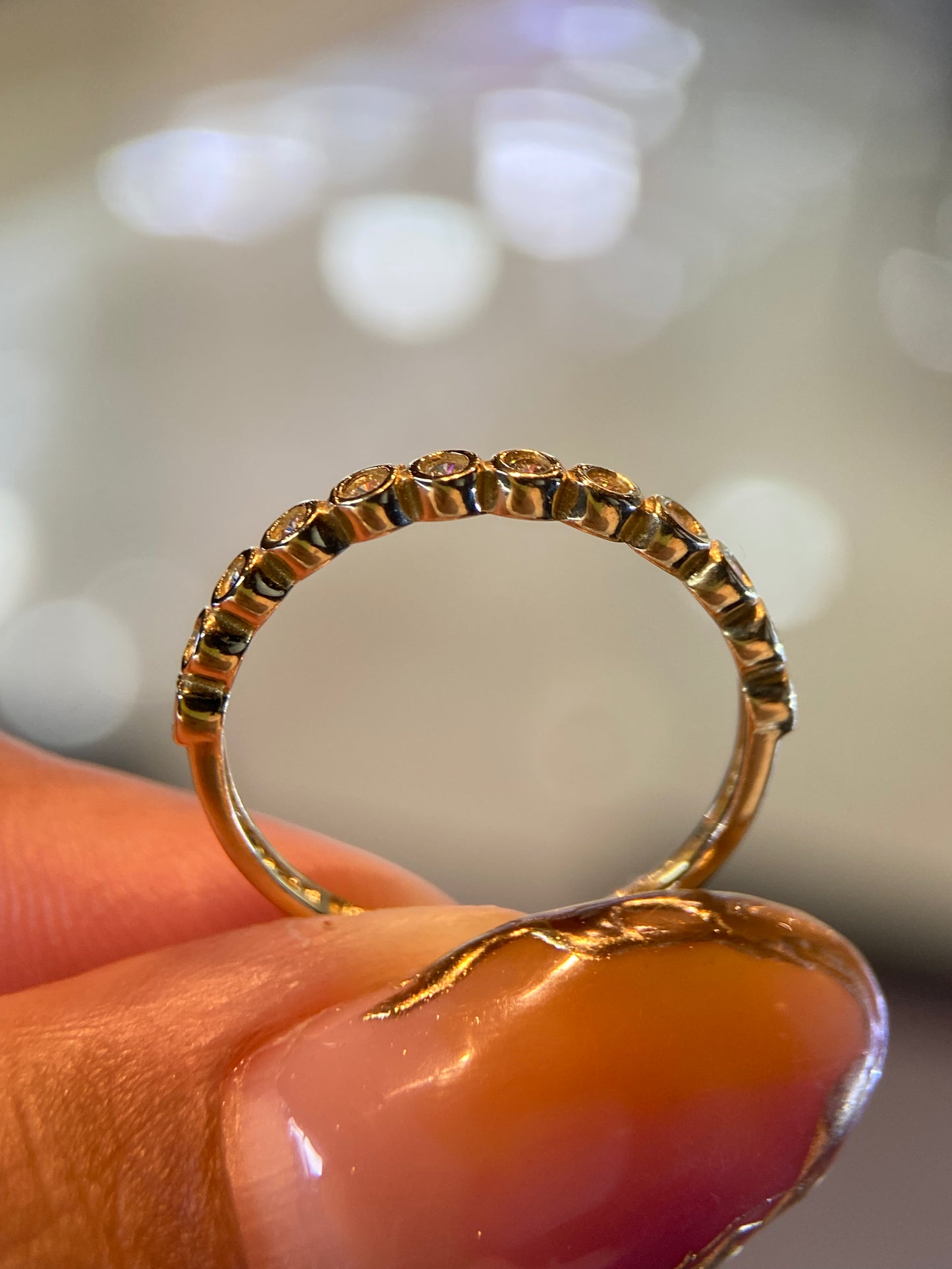 Media Churumbela en Oro Amarillo 14k con Circonias Mod. 15308 Talla #7