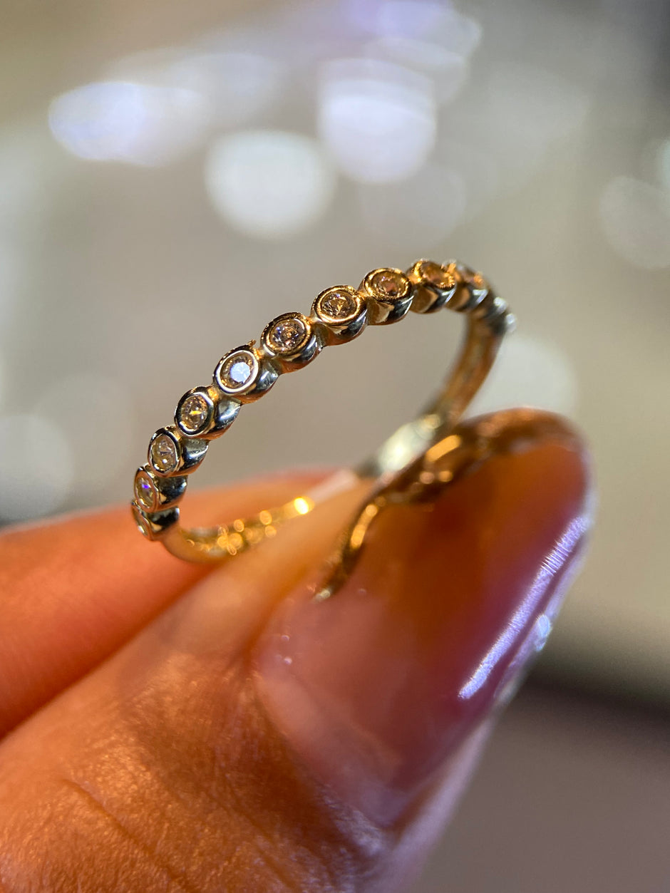 Media Churumbela en Oro Amarillo 14k con Circonias Mod. 15308 Talla #7