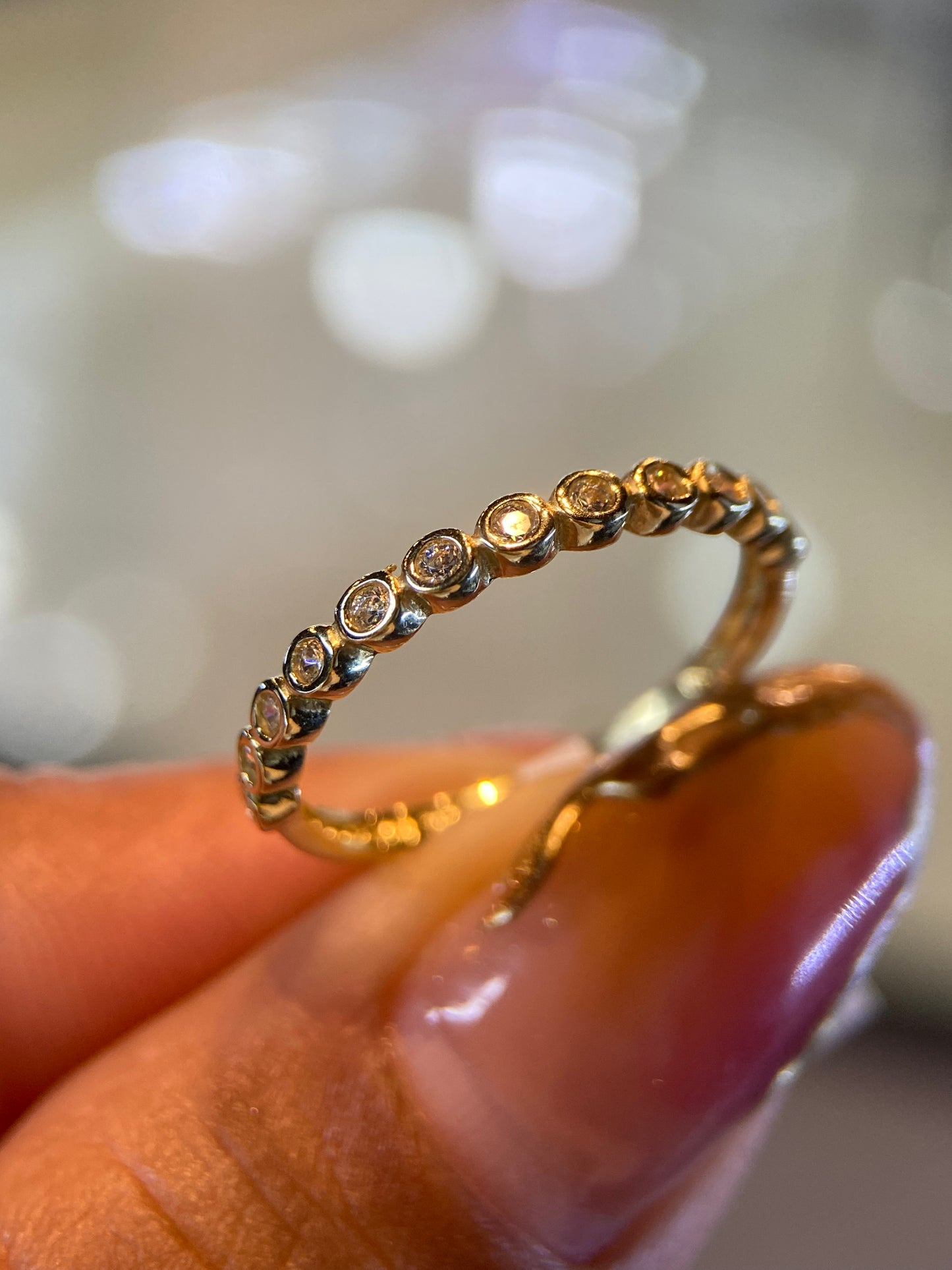 Media Churumbela en Oro Amarillo 14k con Circonias Mod. 15308 Talla 7