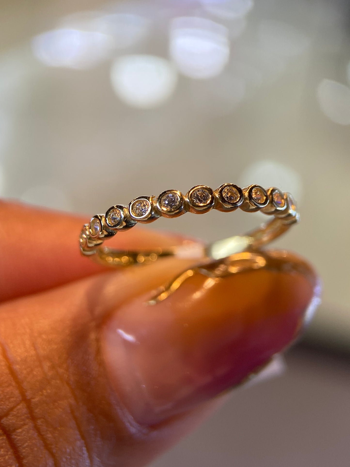 Media Churumbela en Oro Amarillo 14k con Circonias Mod. 15308 Talla #7