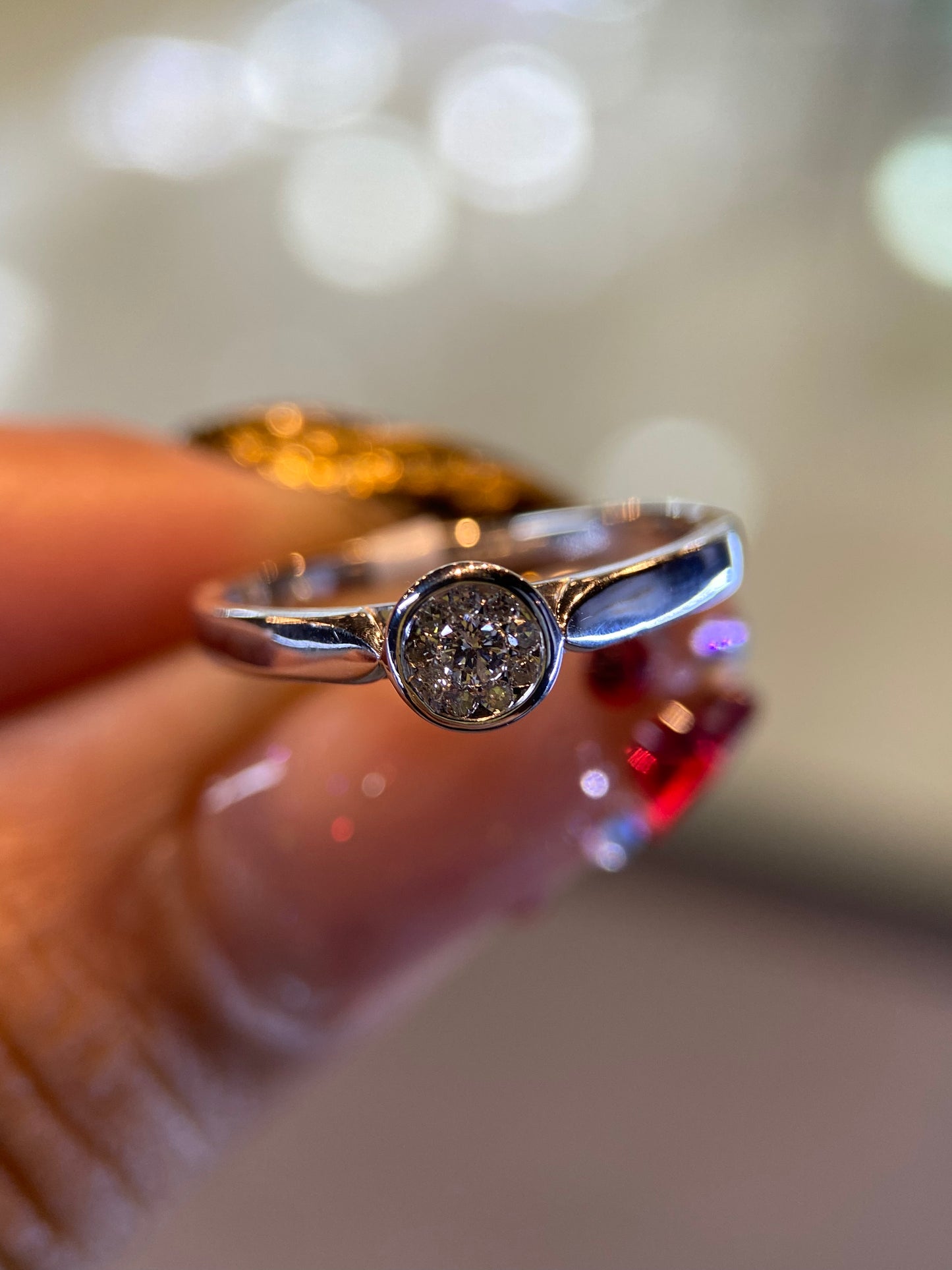 Anillo en Oro Blanco de 14k con Diamante Natural .13cts  Mod: OF2028