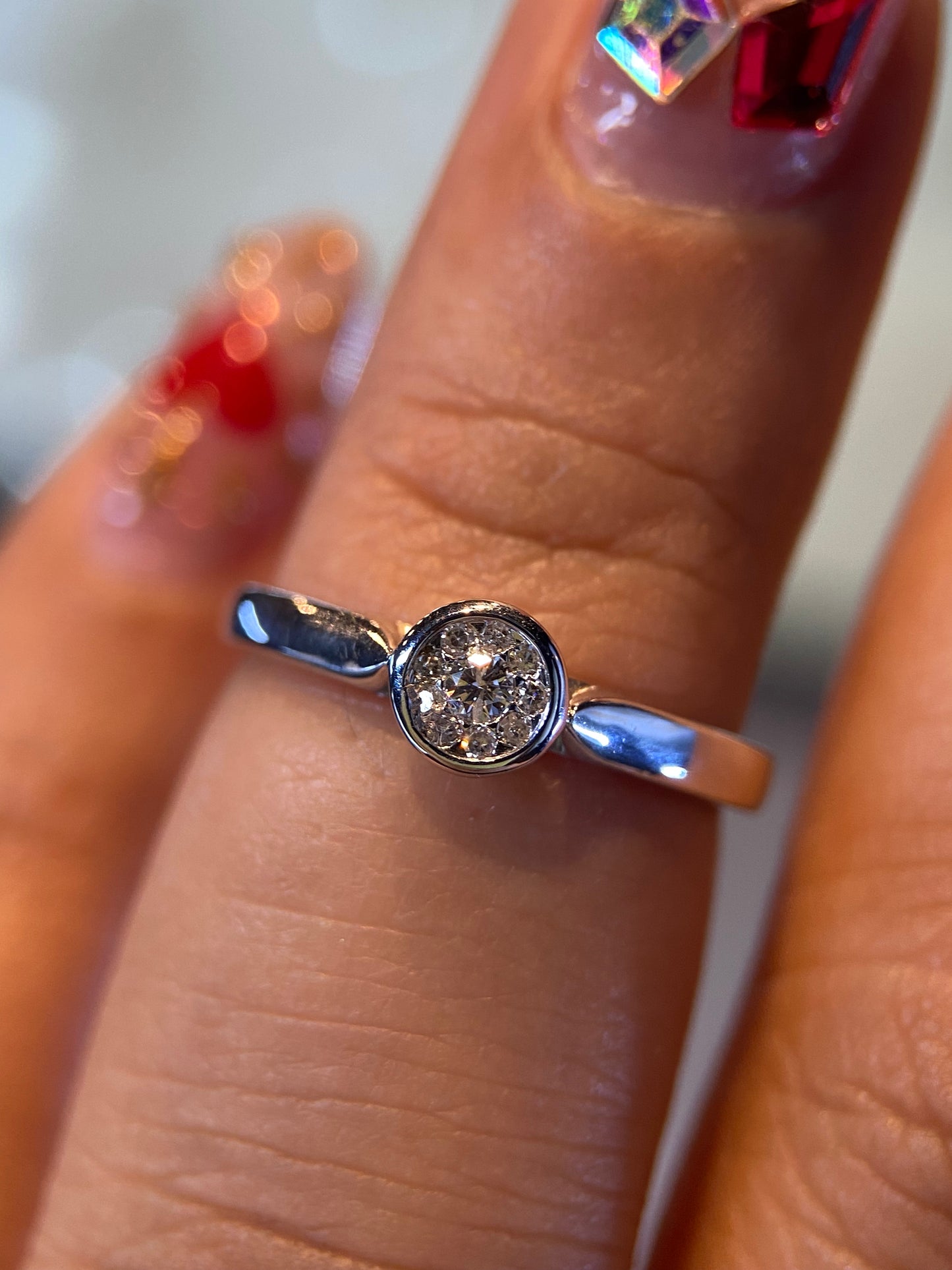 Anillo en Oro Blanco de 14k con Diamante Natural .13cts  Mod: OF2028